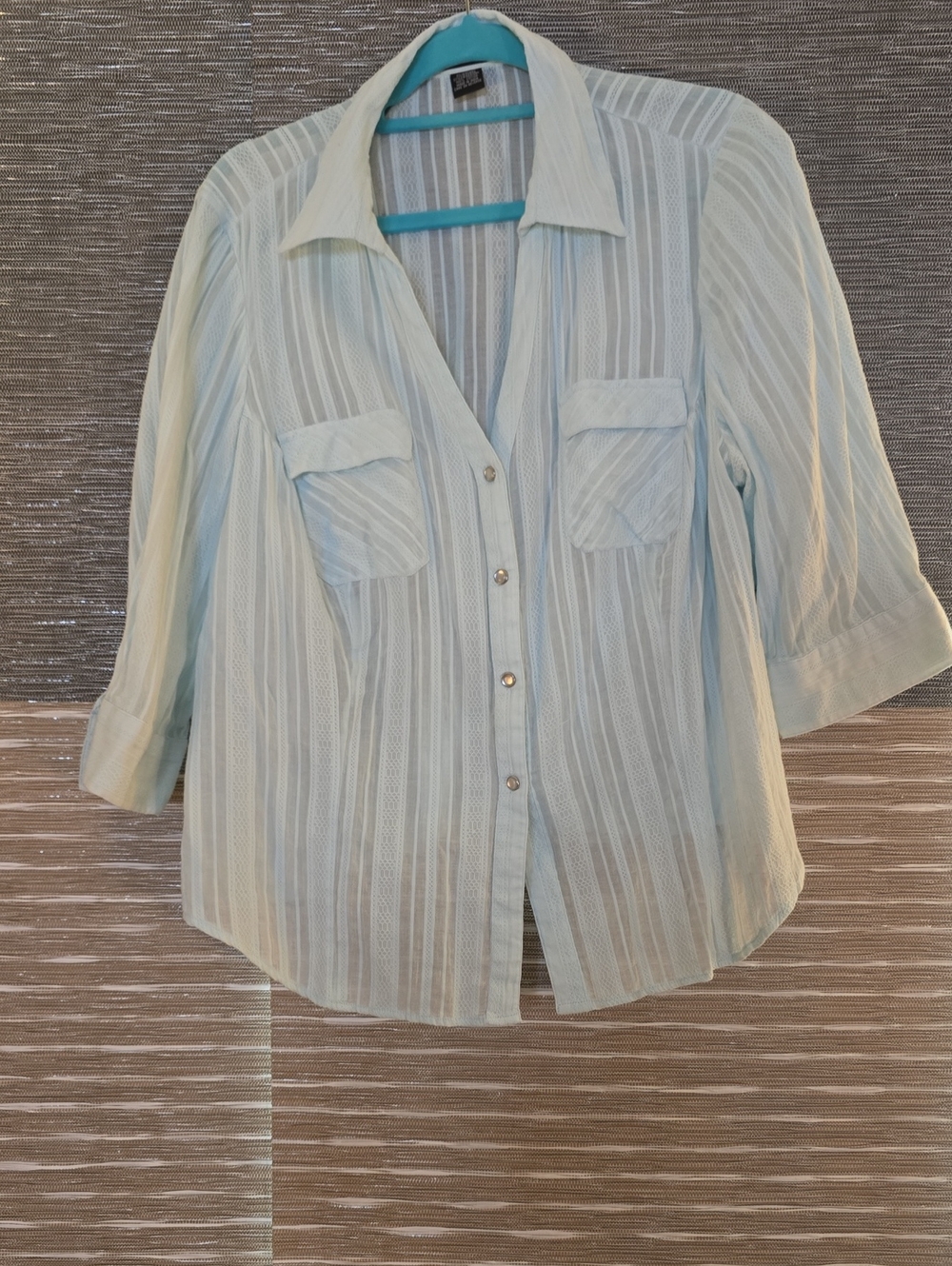 Eyeshadow Light Blue Snap Closure Women's Shirt